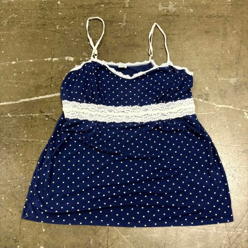 Hanky Panky Polka Dot Lace Babydoll Top Women's Size L Vintage Y2K Slip Dress